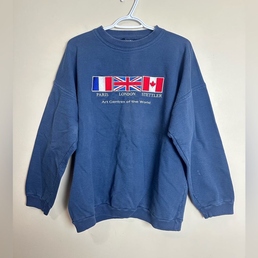 Vintage Jordan Size M Blue Art Centres of the World Men's Sweater